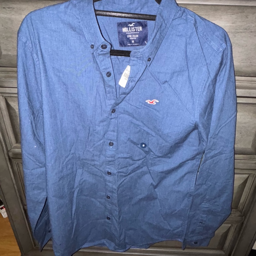 Hollister Navy Stretch Shirt